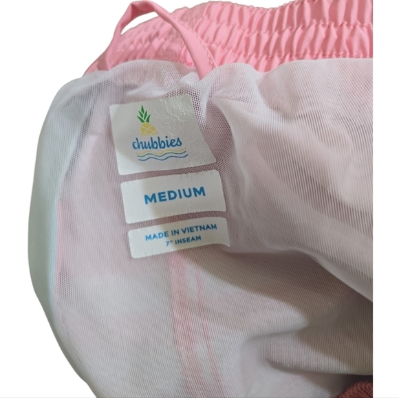 Chubbies The On The Horizons Swim Shorts Blue, Pink, White Stripe Medium 7" - Picture 6 of 6